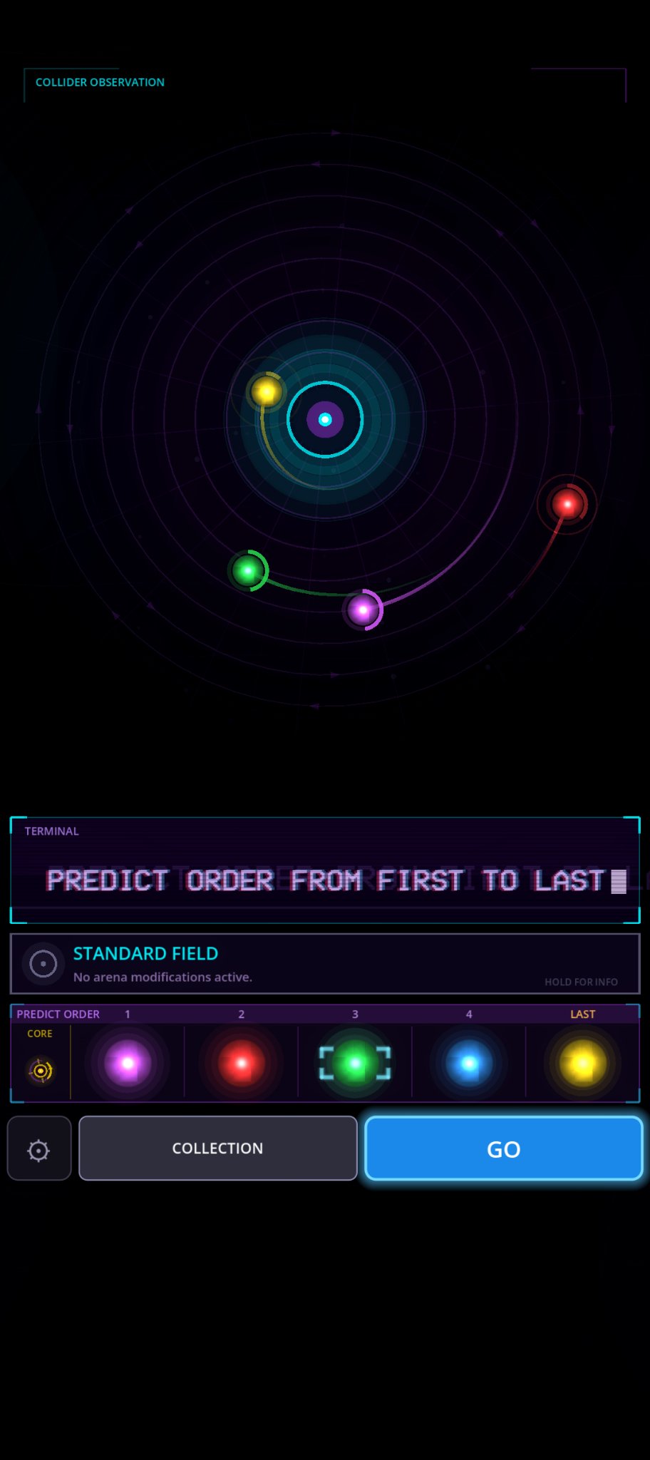 qup prediction tray showing the predicted collapse order